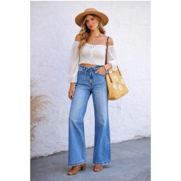 KANCAN 90’s Wide Leg Flare Hi Rise Jeans - Picture 2 of 10
